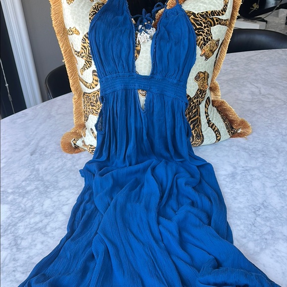 Free People Vibrant Blue Backless Dress XS NWT - Picture 1 of 8
